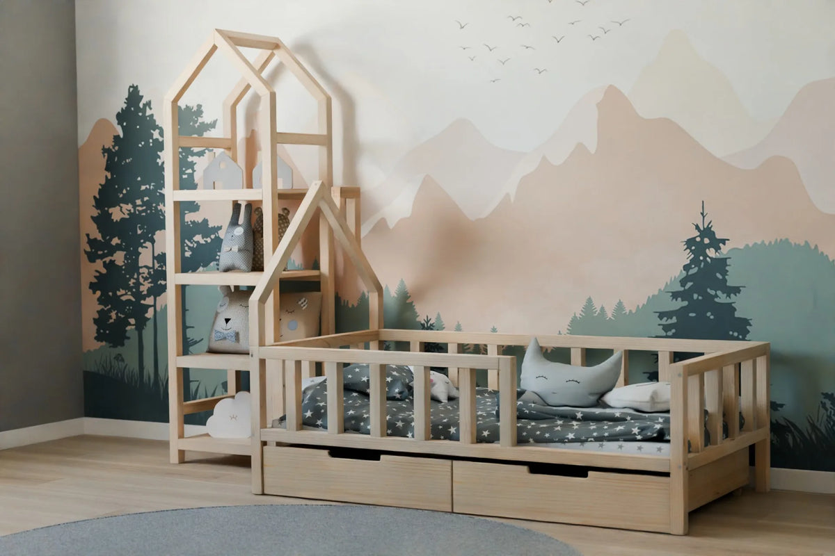 Drewniane łóżko domek Tove - widok konstrukcji