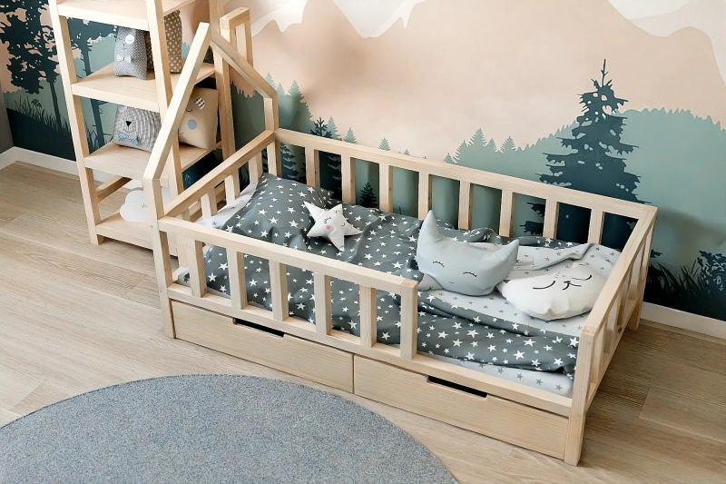 Łóżko domek z barierkami