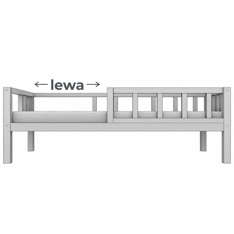 bezpieczne drewniane łóżko dziecięce 200x140 z barierkami i szufladami w stylu montessori