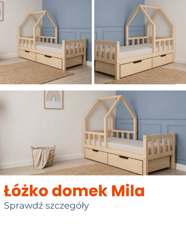 Łóżko domek Mila z barierkami ProjektDziecko.com - Tworzymy Sny
